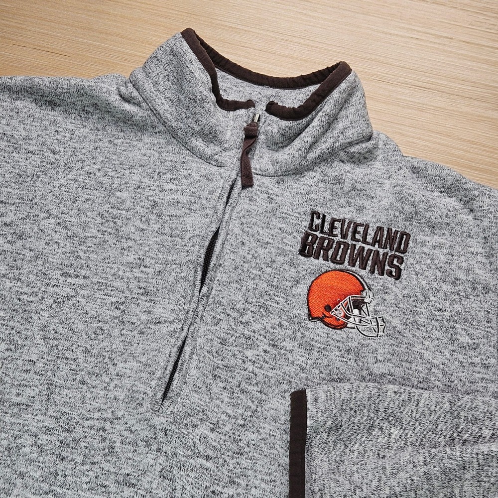 Cleveland Browns NFL Quarter Zip Pullover Fleece Sweatshirt Men's XL Gray